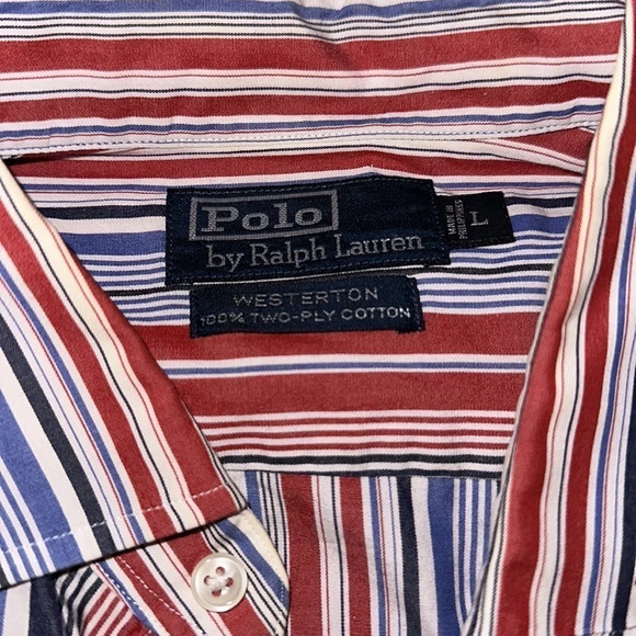 Polo By Ralph Lauren Red White & Blue Striped Button Down - Picture 2 of 2